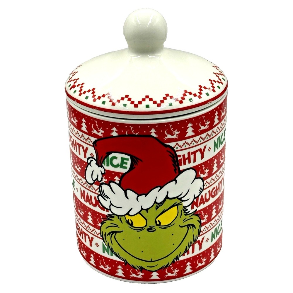 The Grinch Christmas Cookie Jar Zrike Brands Naughty Nice Ceramic Canister 2025
